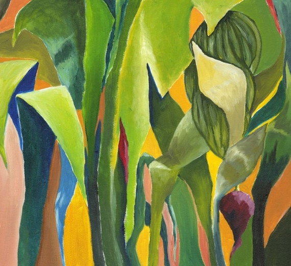 Download Tropical Wall Art Contemporary Home Decor Green Painting Etsy PSD Mockup Templates