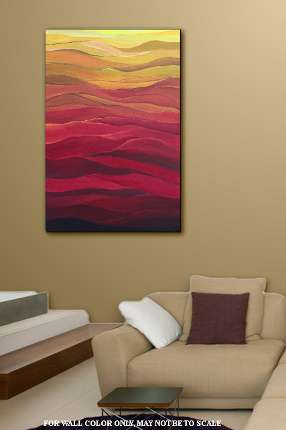 Art, Wall Art, Painting, Home Decor Abstract, Yellow Red, Contemporary