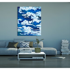 Contemporary artwork of Clouds against Blue Sky, Acrylic Painting Home Decor, Wall Art, Gallery Canvas Wall Hanging TITLE: ASPIRATION image 3