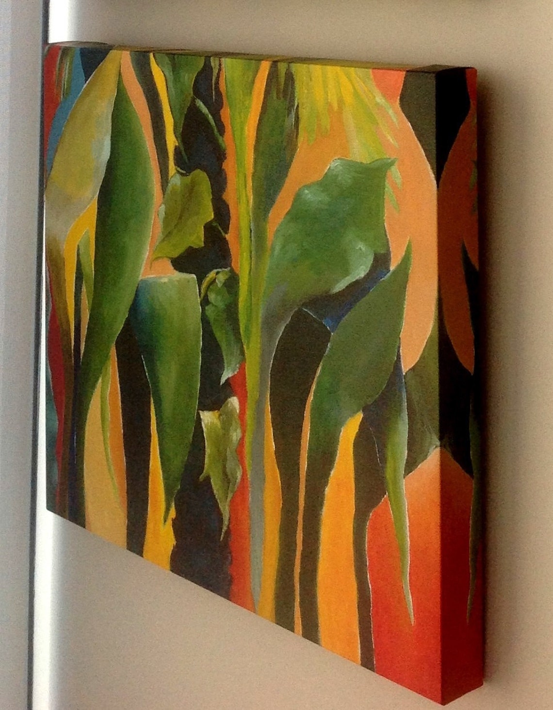 Tropical Wall Art Contemporary Home Decor Green Painting Etsy