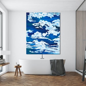 Contemporary artwork of Clouds against Blue Sky, Acrylic Painting Home Decor, Wall Art, Gallery Canvas Wall Hanging TITLE: ASPIRATION image 5