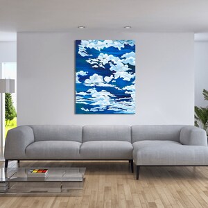 Contemporary artwork of Clouds against Blue Sky, Acrylic Painting Home Decor, Wall Art, Gallery Canvas Wall Hanging TITLE: ASPIRATION image 2