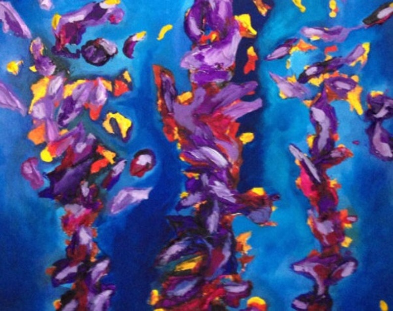 Wall Art, Painting, Home Decor Abstract, Purple Blue Red, Contemporary