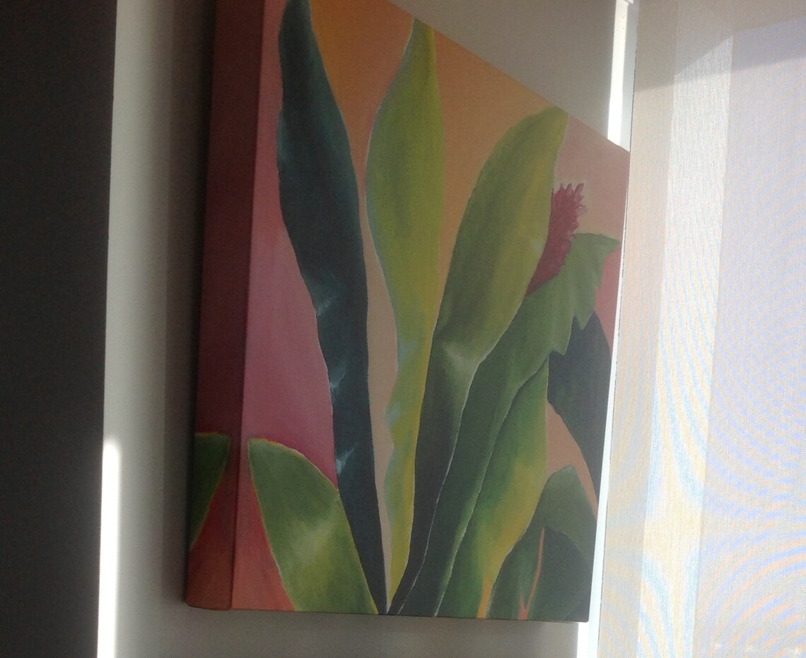 Tropical Wall Art Contemporary Home Decor Green Painting Etsy