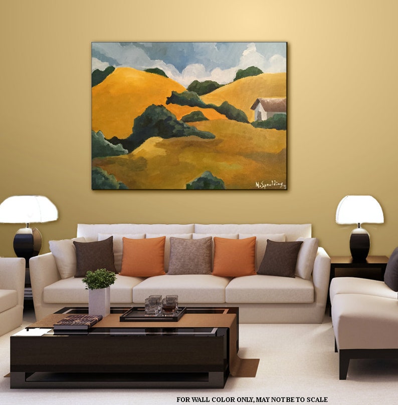 Original Fine Art, Hillside Landscape Painting Wall Art Home Decor