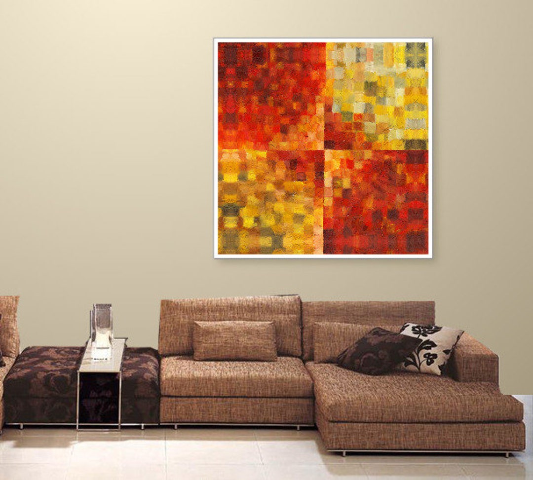 Contemporary, Red Art, Red and Yellow Abstract, Red Painting, Giclee on ...