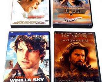 Top Gun + Jerry Maguire + The Last Samurai + Vanilla Sky - Tom Cruise DVD Lot of 4 - Action Drama - Movie Collection