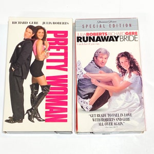 Pretty Woman & Runaway Bride - VHS Julia Roberts Richard Gere Movie lot of 2 - VCR Tape - Video Cassette Tape - Cult Classic Film - PreOwned
