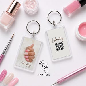 Portachiavi aziendale NFC personalizzato / Per marchi di bellezza / Condivisione istantanea dei contatti digitali (codice QR incluso)