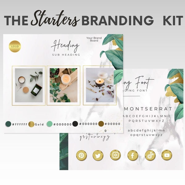 Lux Botanica #1 Starter Branding Kit Template | Brand board kit | Holistic | Nature | Beauty | Gold | Wellness | Luxury | In Canva | Elegant