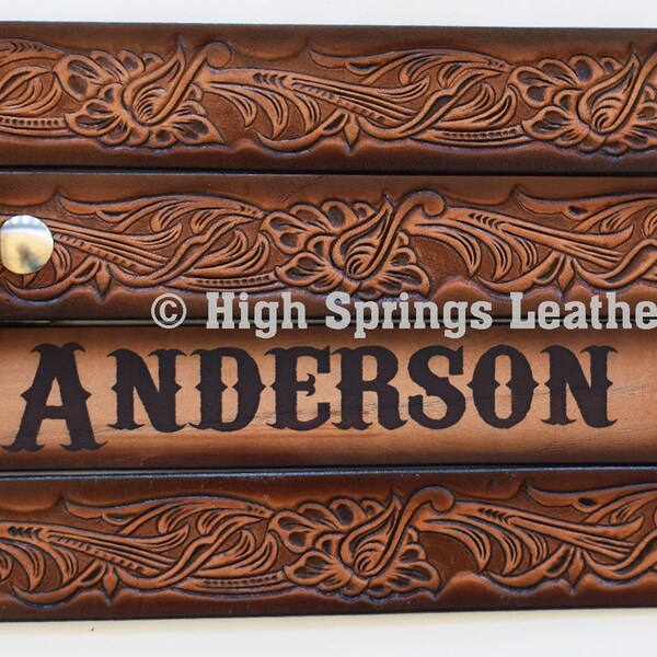Name Belt - Western Design DF Brown Leather Belt Custom Engraved for Men and Women