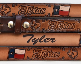 High Springs Leather Childrens Name Belt Farming Personalized