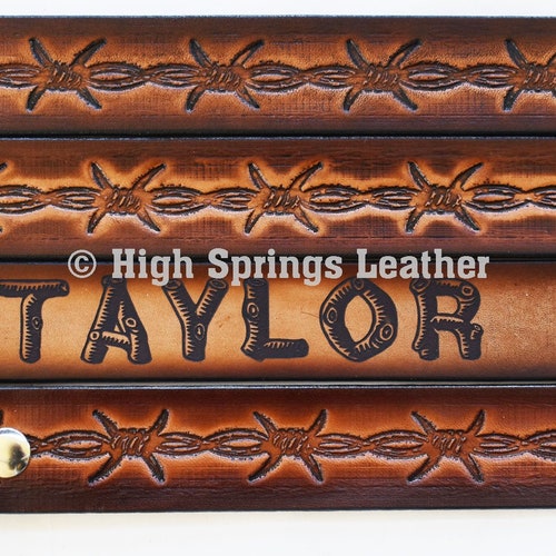 Name Belt Western Cross Brown Leather Belt Custom Engraved Etsy