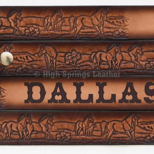 Name Belt Western Cross Brown Leather Belt Custom Engraved Etsy