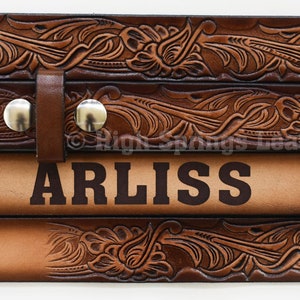 Kid Name Belt Western Embossed DF Brown Leather Belt Custom Engraved for boys and girls