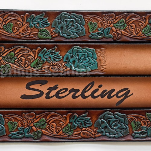 Custom Engraved Handmade Leather Belt With Name and Initials Etsy