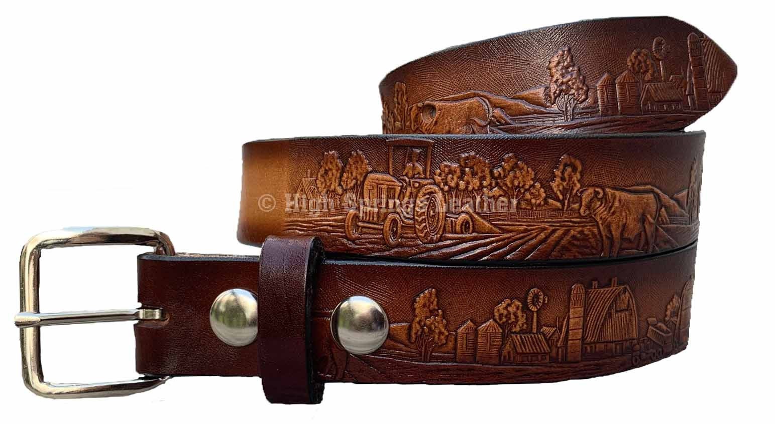 Personalized Fancy Stitched Leather Belt with Custom Engraved Nameplate -  Made in the USA — JC Saddlery Online Store