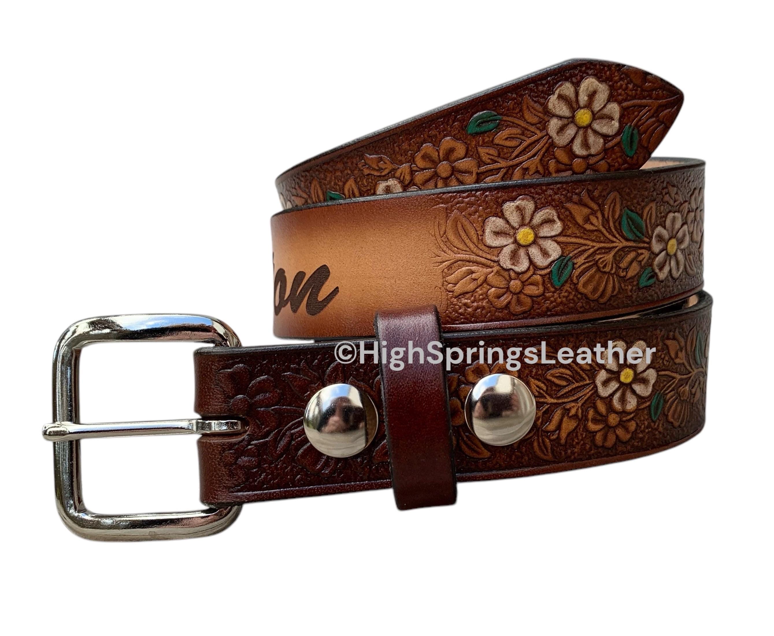 Suede flower child belt CARRIE Blue Wide Suede Floral Belt: Women main image 2