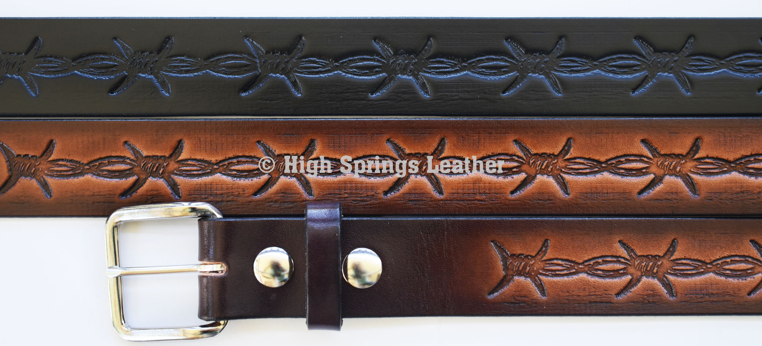 Barbed Wire Leather Belt Handmade Embossed Full Grain Leather Free Shipping  Made in USA -  Sweden