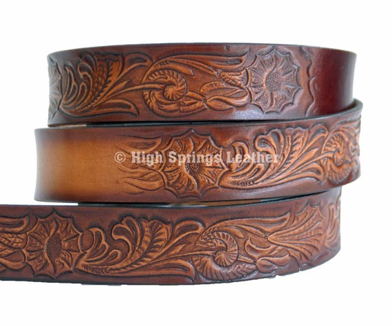 Name Belt - Western Floral CF Brown Leather Belt Custom  display picture 1