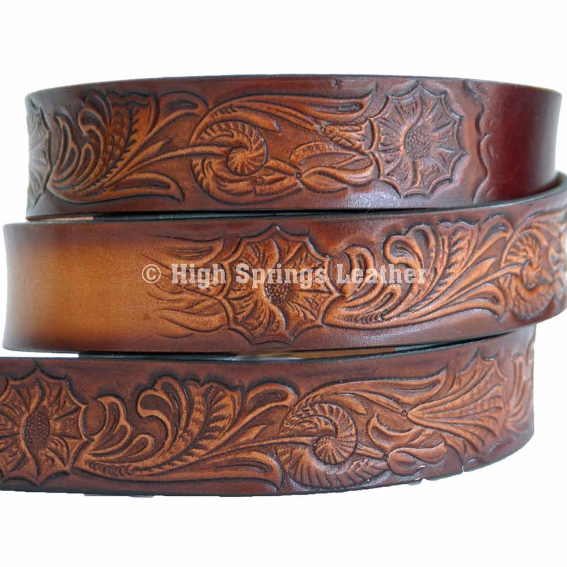 Brown Floral Embroidery Leather Women's Belt