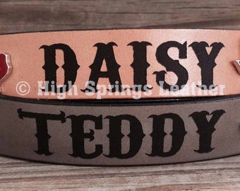 Leather Dog Collar - Texas State includes name engraved