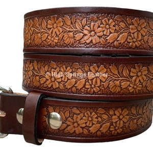Vintage Floral Daisy Brown Leather Belt Buckle Maison - The Daisy Belt in Prado Brown. Made from 100  main image 4