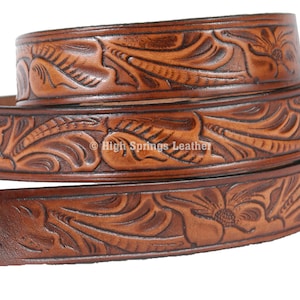 Name Belt 929 - Western Embossed Brown Leather Belt Custom