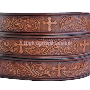 Name Belt - Western Cross Brown Leather Belt Custom Engraved