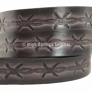 Name Belt - Barbed Wire Gray Black Leather Belt Custom Engraved for Men and Women
