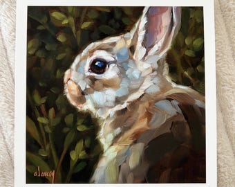 Impresión artística de conejo «Esperando pacientemente». Hecha a pedido. *NOTA: Detalles de envío.