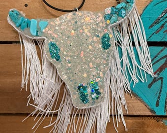 Turqouise Cow Skull Freshie