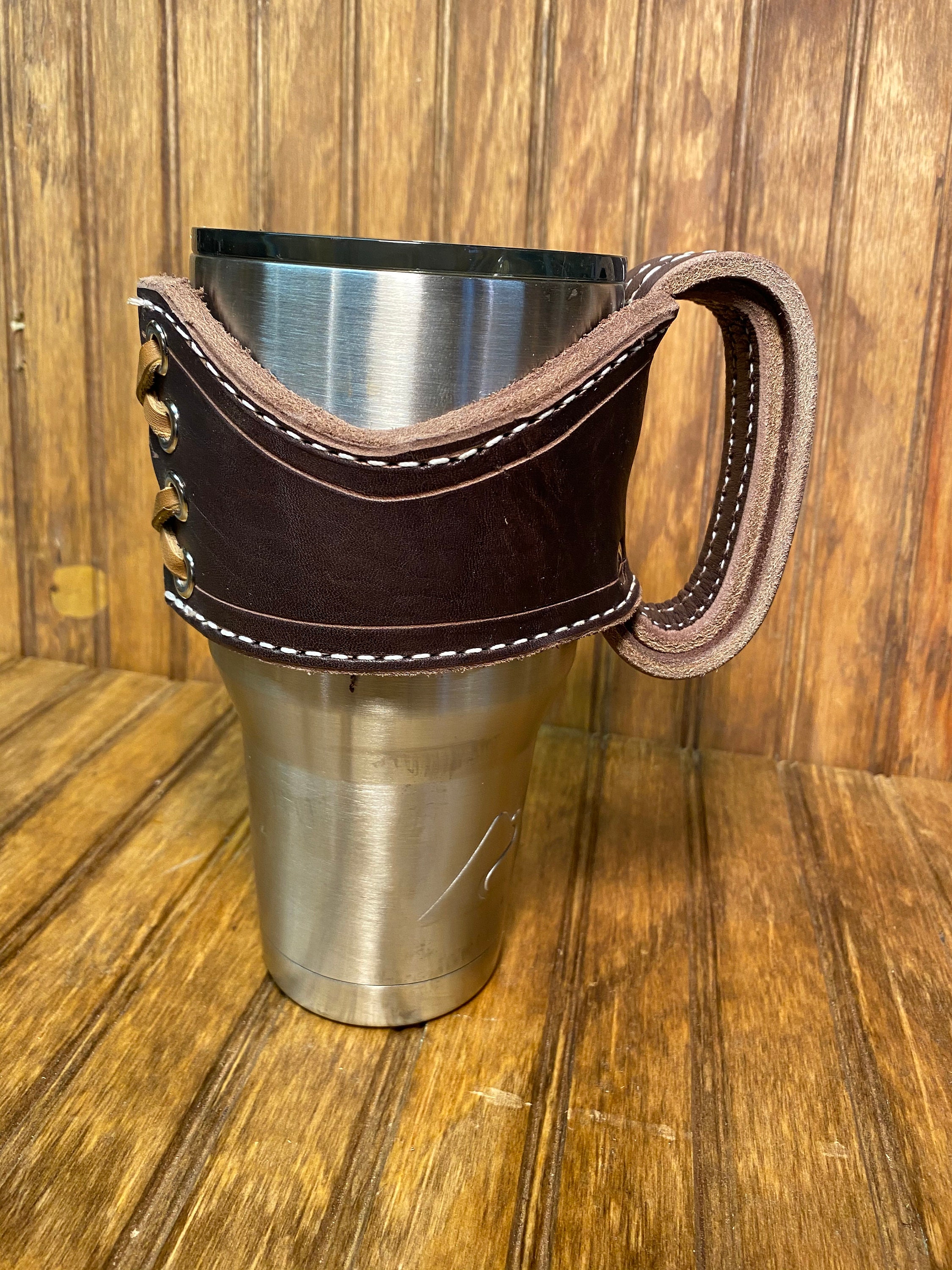 Col. Littleton Tumbler Sleeve Holder Fits Yeti Rambler 30 oz Cup Handle Full Grain Leather USA