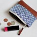 Blue Coin Purse Leather Purse Card Holder Leather Coin Pouch Change Purse Gift for Her Womens Wallet Travel Pouch Zipper Pouch Japanese Navy