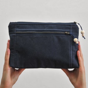 Wash Bag for Men Navy Toiletry Bag Wax Canvas Wash Bag Travel Wash Bag Make up Bag Cosmetic Bag Gift for Him Vegan Wash Bag Blue Wash Bag
