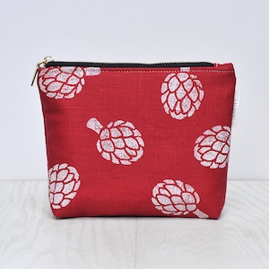 Linen Make up Bag, Toiletry Bag, Artichoke Print, Linen Wash Bag, Handprinted Bag, Toiletry Storage, Women&#39;s Toiletry Bag, Large Washbag
