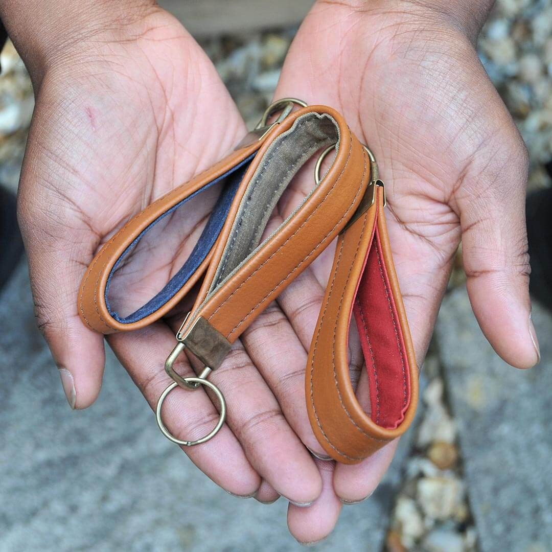 Recycled Leather Keychain Leather Keyfob Key Accessories Wax