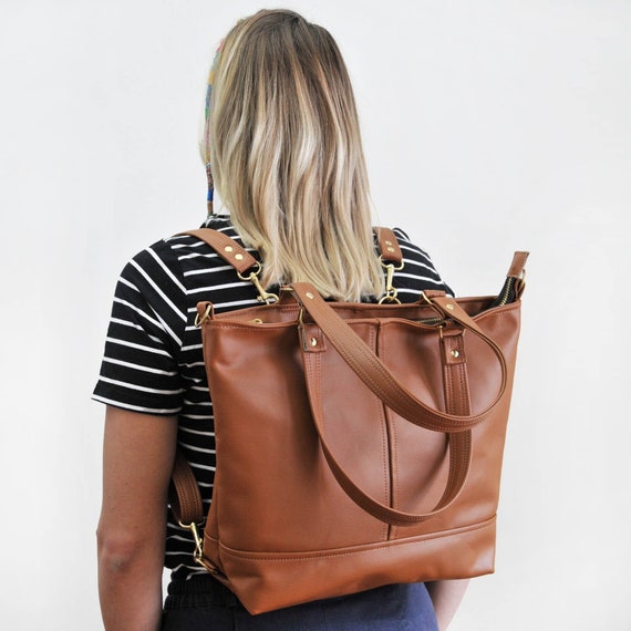 Convertible Backpack Womens Leather Rucksack Crossbody  display picture 2