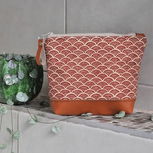 Petite trousse de maquillage japonaise rouge vague porte-pinceau trousse de toilette pour femme trousse de maquillage accessoire pochette cadeau pour sa trousse de maquillage en cuir recyclé
