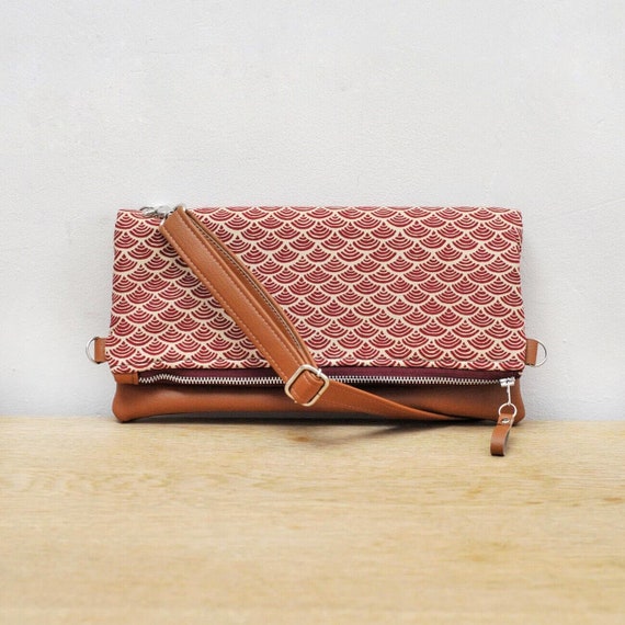 Sac de pochette pour femme Sac a main de soiree Pli sur sac en cuir Crossbody Leather Clutch Bag Cross Body Bridesmaids Gift for Her red Japanese wave Etsy France
