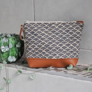 Make up Bag Cosmetic Bag Make up Organiser Make up Storage Cosmetic Pouch Cosmetic Case Gift for Her Gift for Women Japanese Wave Blue Bag