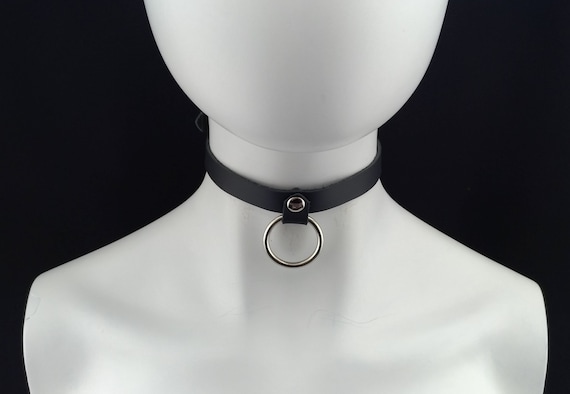 O Ring Choker Genuine Leather - Choker Collar Black Leather