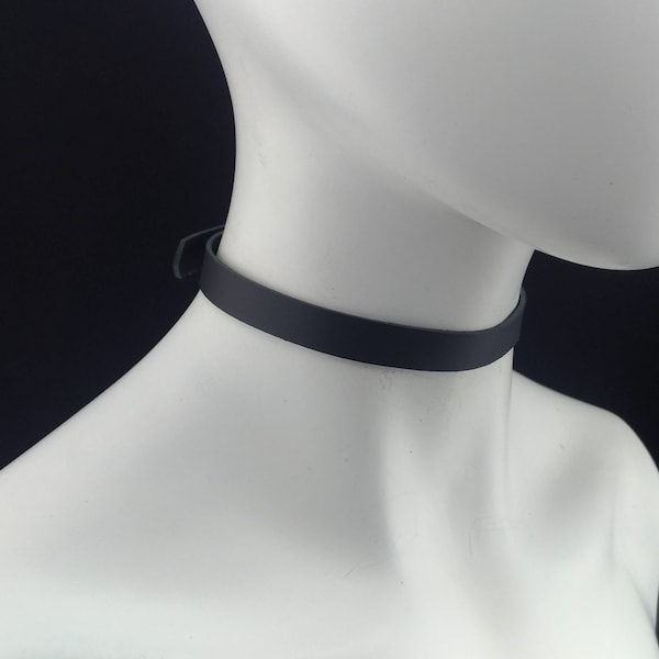 Thin choker genuine leather - Small fashion choker collar black leather single black leather strap