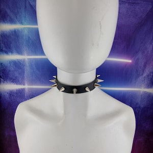 Gargantilla Cuero Genuino - Collar Gargantilla Gargantilla de Cuero Negro 3/4&quot; con púas Gargantilla Punk