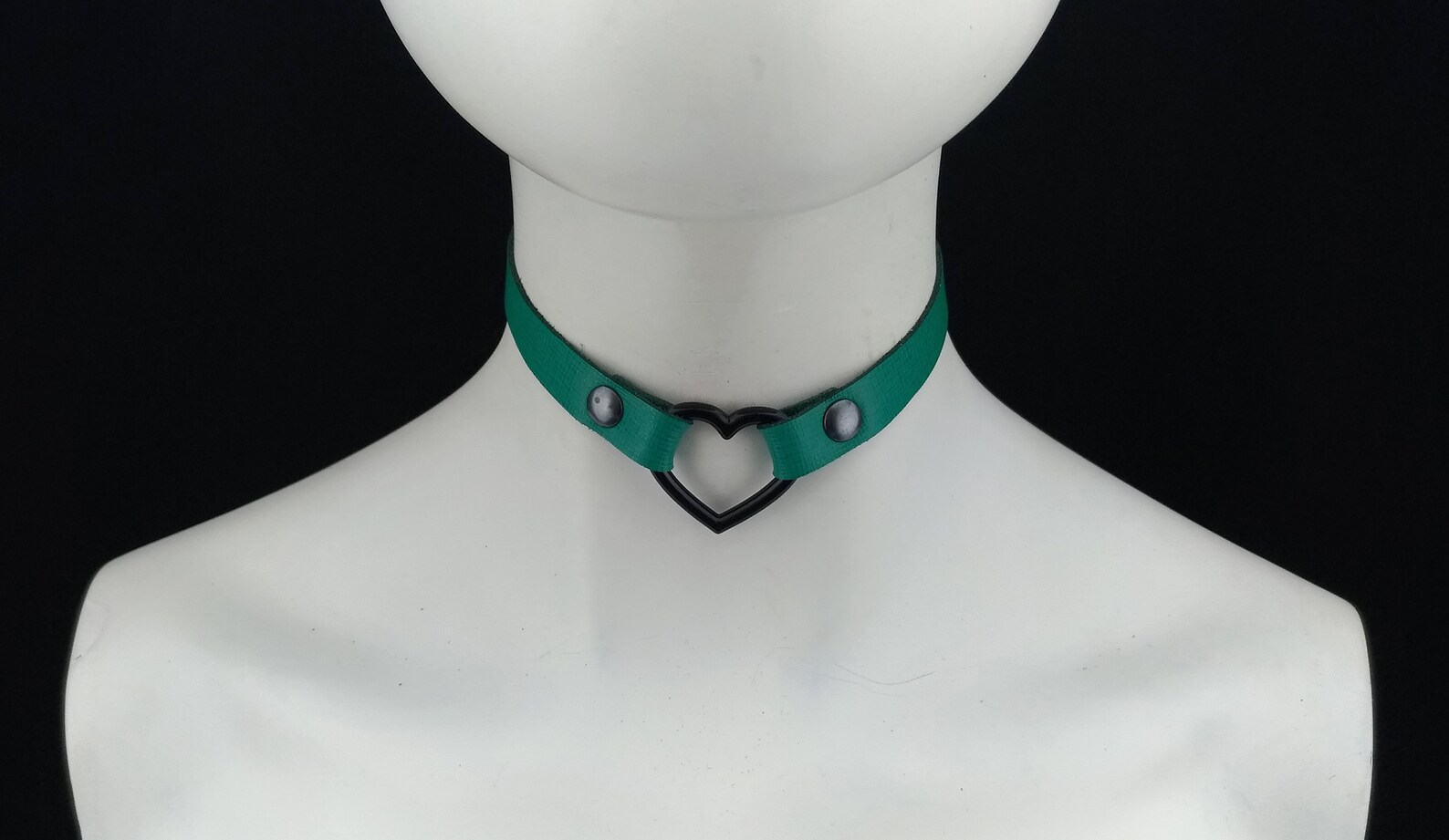 Choker Genuine Leather Choker Collar Dark Green Leather Etsy