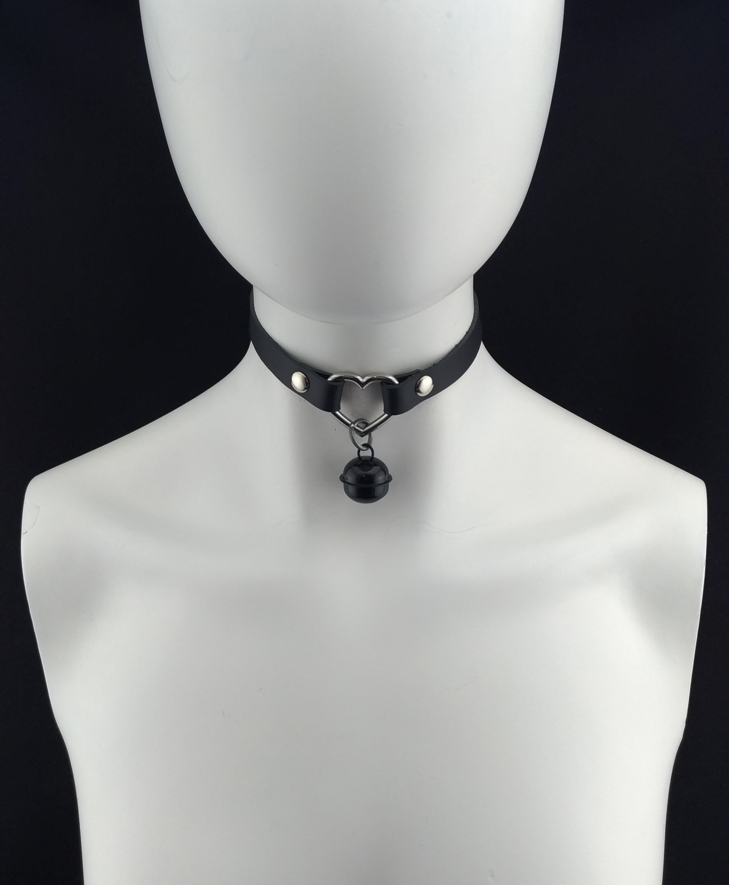 Choker Genuine Leather - Choker Collar Black Leather Heart
