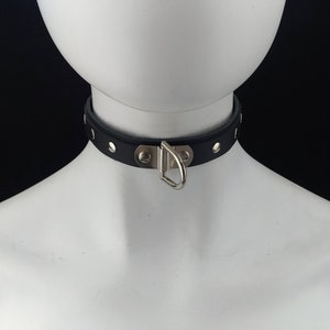 Choker Genuine Leather - Choker Collar Simple Black Leather D ring Choker