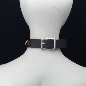 Choker Genuine Leather Choker Collar Simple Black & Red Leather Choker with mini D Rings image 4