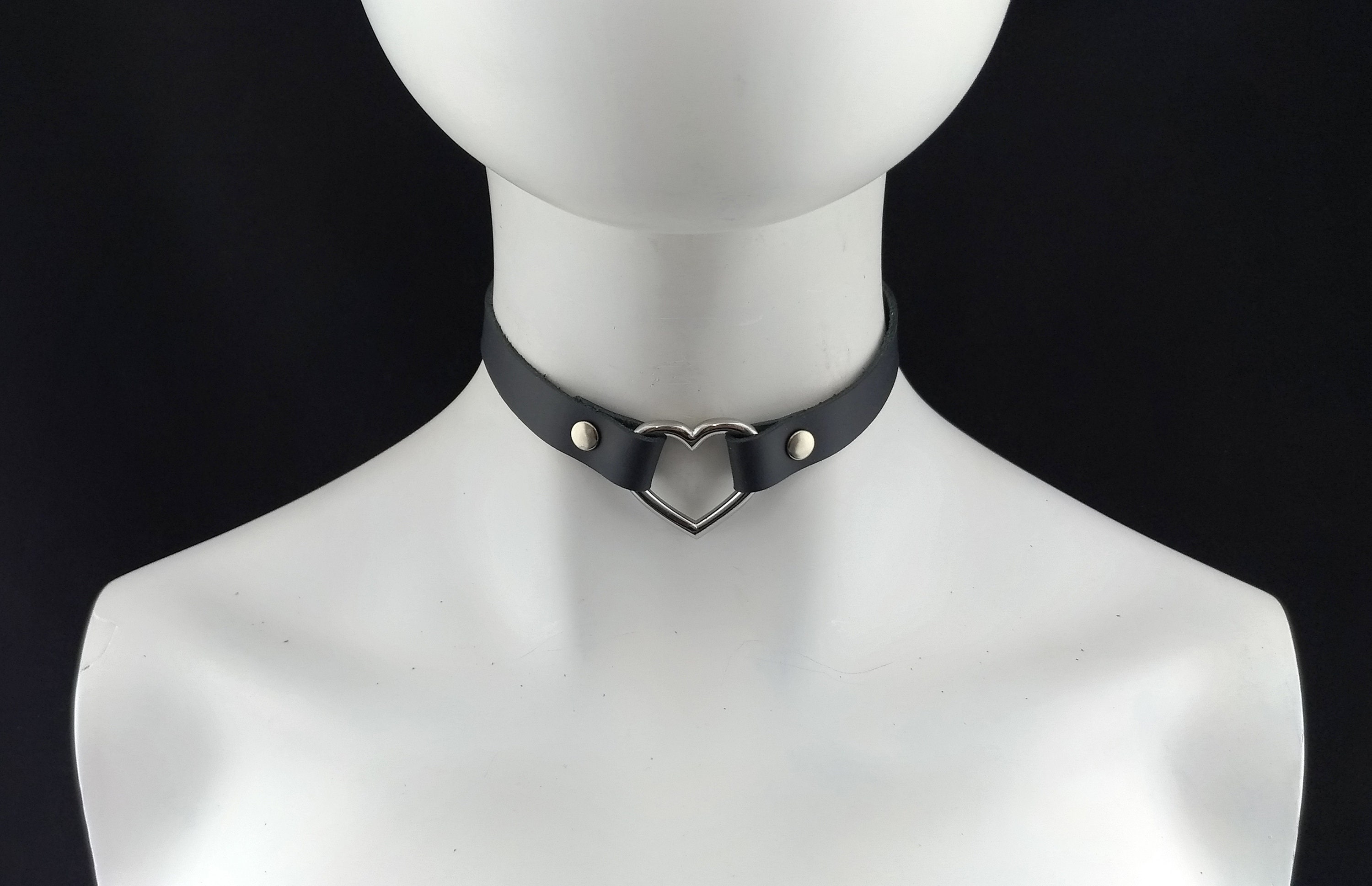 Studded Black Choker Necklace, Silver Studded Leather Choker, Black Leather Chokers  for Women Teens and Girls, Unisex Jewelry 