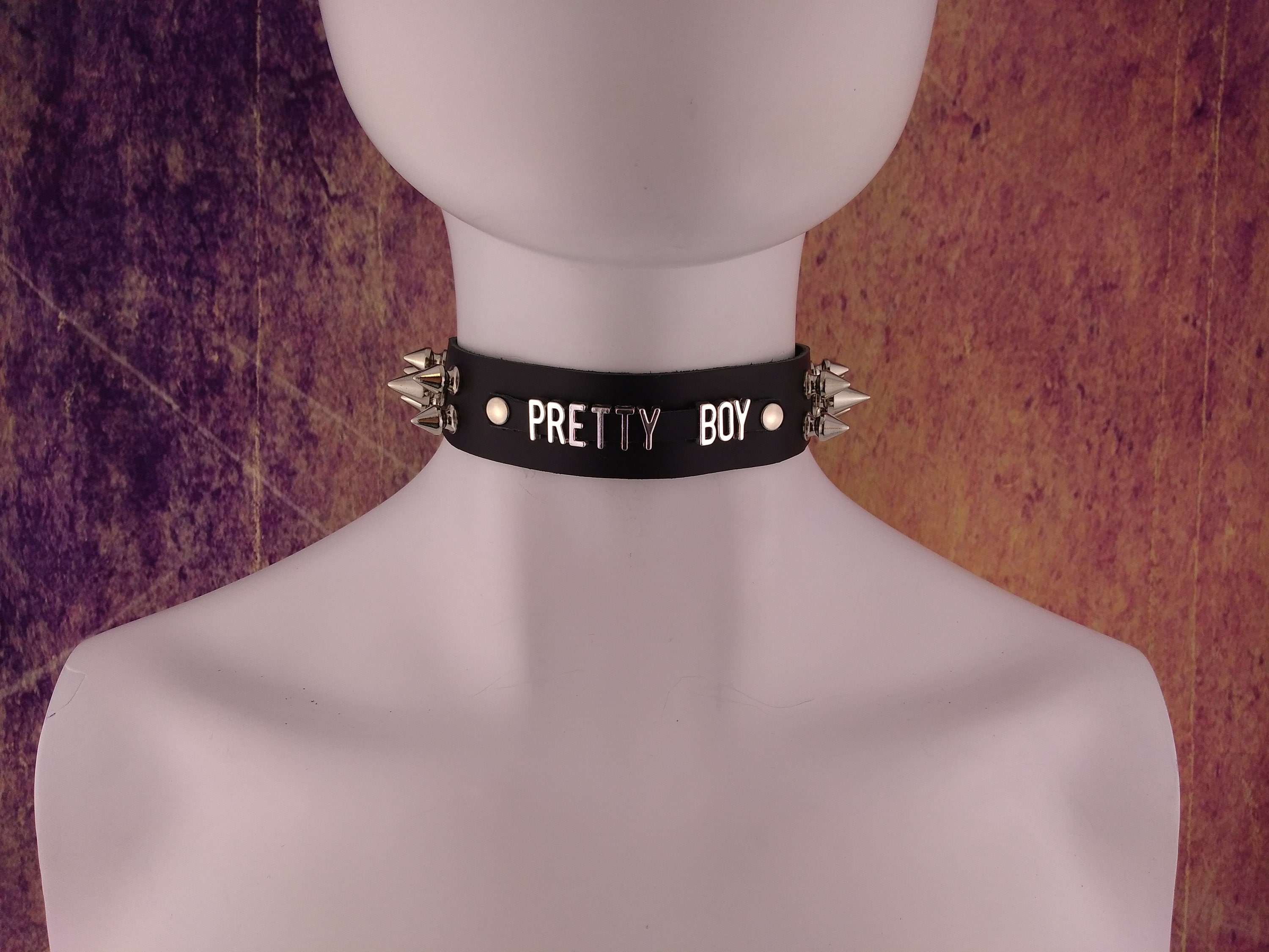 Pretty Boy Choker Genuine Leather Choker Collar Black Leather Choker With  Metal Letters PRETTY BOY IV -  Hong Kong